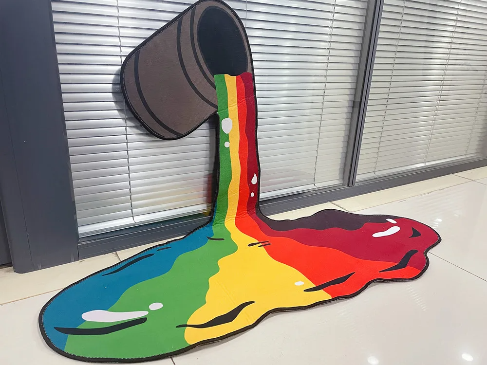 Creative Rugs 3D Pour Rainbow Carpet Wall Hanging Waterfall Anime Floor Mat Home Decor