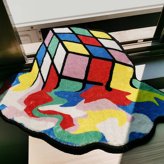 3D Feel Melting Cube Carpet For Living Room Irregular Hand Tufted Area Rug