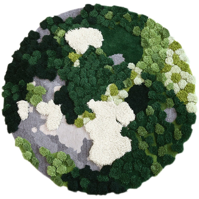 Round Moss Forest Wool Rug Living Room Bedroom Bedside Rugs